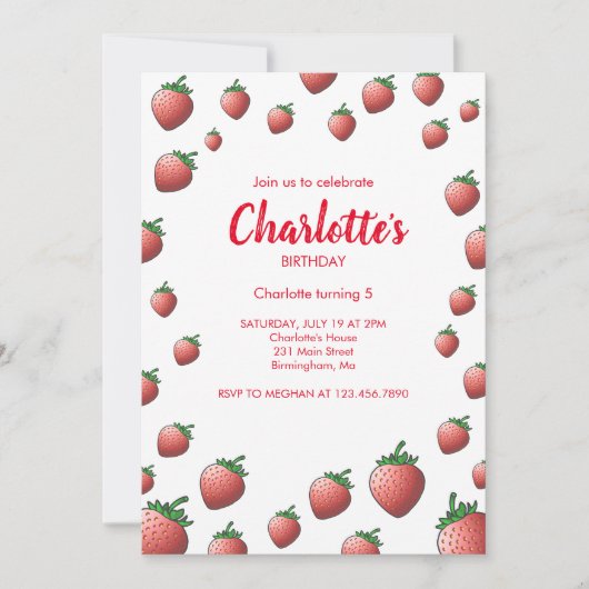 Invitation Fraise et Fraises (Devant)