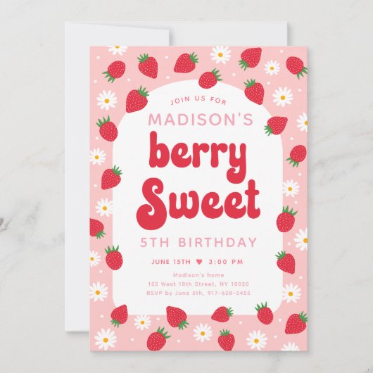 Invitation Fraise Faisy Berry Sweet Anniversaire (Devant)