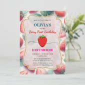 Invitation Fraise fête d'anniversaire Berry Première invitati (Debout devant)