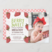 Invitation Fraise fête d'anniversaire ・ Berry Sweet Party Inv (Devant / Derrière)