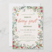 Invitation Fraise Fille Berry Premier anniversaire (Devant)
