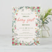 Invitation Fraise Fille Berry Premier anniversaire (Debout devant)