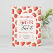 Invitation Fraise Four Ever Sweet 4e fête d'anniversaire (Debout devant)