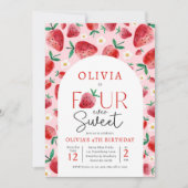 Invitation Fraise Four Ever Sweet Berry 4e anniversaire (Devant)