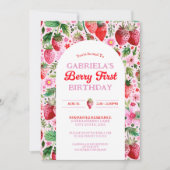 Invitation Fraise Girl Berry 1er anniversaire (Devant)
