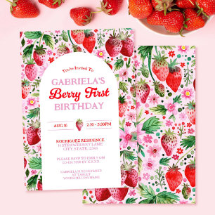Invitation Fraise Girl Berry 1er anniversaire