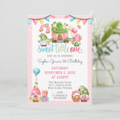 Invitation Fraise Gnome Garden Little One 1er anniversaire (Debout devant)