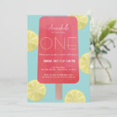 Invitation Fraise Lemonade Popsicle Girl 1er anniversaire (Debout devant)