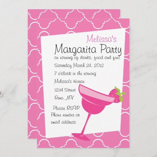 Invitation Fraise Margarita (Devant / Derrière)