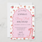 Invitation Fraise mignonne 1er anniversaire (Devant)