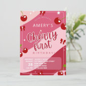Invitation Fraise mignonne 1er anniversaire Berry First Girl (Debout devant)