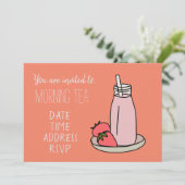 Invitation Fraise Milkshake rose rétro Thé du matin (Debout devant)