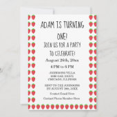 Invitation Fraise Motif Custom Age 1er anniversaire fête (Devant)