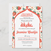 Invitation Fraise musulmane bébé fille Aqiqah islamique (Devant)