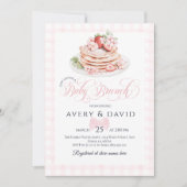 Invitation Fraise Pancake Baby Brunch Baby shower Fille (Devant)