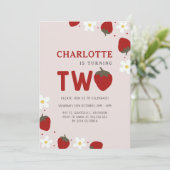 Invitation Fraise pâteuse gris clair 2e anniversaire d'été (Debout devant)