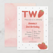 Invitation Fraise Polka Dot DEUX  (Devant / Derrière)