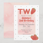 Invitation Fraise Polka Dot DEUX  2 (Devant / Derrière)