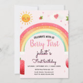 Invitation fraise Premier 1er anniversaire (Devant)