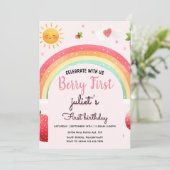 Invitation fraise Premier 1er anniversaire (Debout devant)