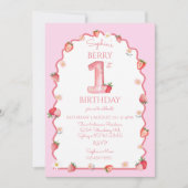 Invitation fraise Premier 1er anniversaire Wavy (Devant)