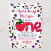 Invitation Fraise PREMIER anniversaire (Devant / Derrière)