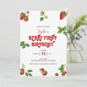 Invitation Fraise | Premier Anniversaire 1er Anniversaire (Debout devant)