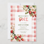 Invitation Fraise première fête d'anniversaire Berry (Devant)