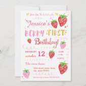 Invitation Fraise première fête d'anniversaire Berry Aquarell (Devant)