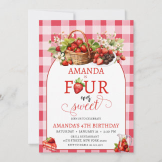 Invitation Fraise Quatre Pour Toujours Douce Baie 4ème Annive
