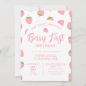 Invitation Fraise rose Berry 1er anniversaire (Devant)