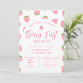 Invitation Fraise rose Berry 1er anniversaire (Debout devant)