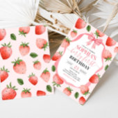 Invitation Fraise rose Berry Premier anniversaire fête