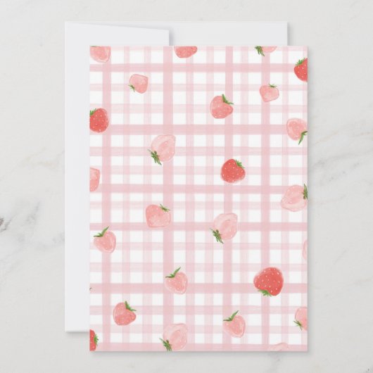 Invitation Fraise rose En vichy Baby shower fille (Dos)