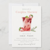 Invitation Fraise rose Margarita Cocktail Couples Douche (Devant)