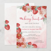 Invitation Fraise rose Rouge Berry Baby shower sucré (Devant / Derrière)
