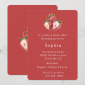 Invitation Fraise rouge baie douce anniversaire (Devant / Derrière)