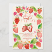 Invitation Fraise rouge En vichy Berry Sweet Anniversaire (Devant)