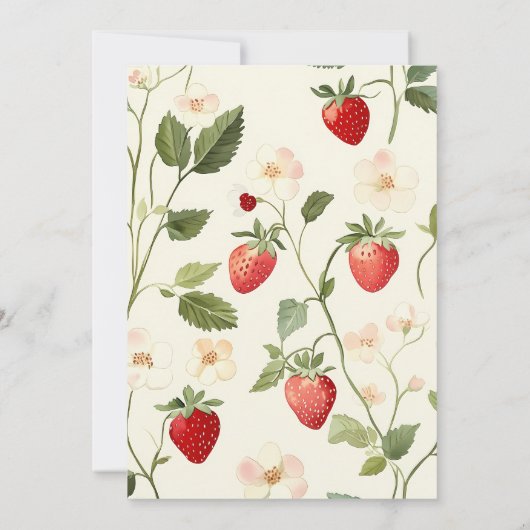 Invitation Fraise rouge rustique Thème Berry Premier annivers (Dos)