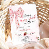 Invitation Fraise Sucré Rose Ruban Mignon Baby Shower