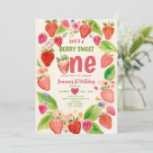 Invitation Fraise Sweet One Berry 1er Anniversaire (Debout devant)