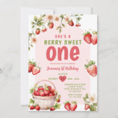 Invitation Fraise Sweet One Berry 1er Anniversaire (Devant)