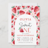 Invitation Fraise Sweet One Berry 1er fête d'anniversaire (Devant)