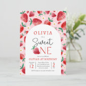 Invitation Fraise Sweet One Berry 1er fête d'anniversaire (Debout devant)
