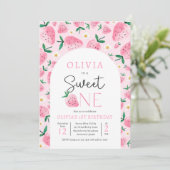 Invitation Fraise Sweet One Berry 1er fête d'anniversaire (Debout devant)