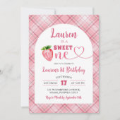 Invitation Fraise Sweet One Girl's 1er Birthday (Devant)