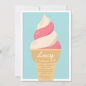Invitation Fraise Swirl Ice Cream Anniversaire de enfant Part (Devant)
