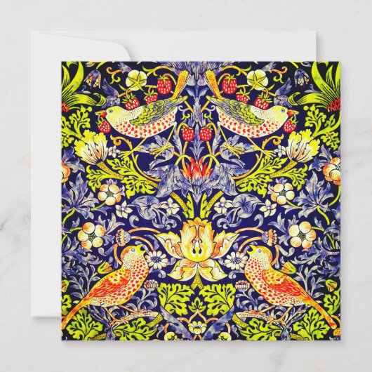 Invitation Fraise Thief Oiseaux William Morris (Devant)
