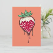 Invitation fraise trempée dans l'invitation au chocolat (Debout devant)