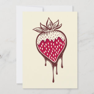 Invitation fraise trempée dans l'invitation au chocolat